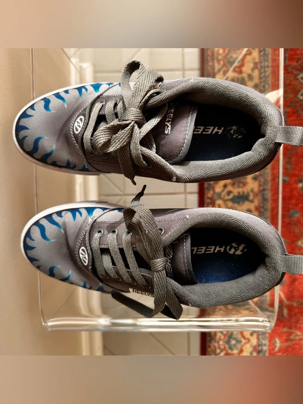 Heelys Gray Sneakers with Blue Flame Pattern
